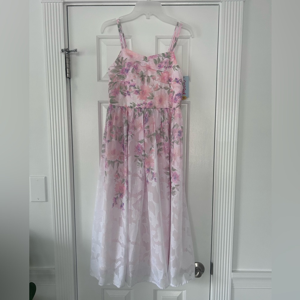 Cat & Jack Pink Floral Spaghetti-Strap Party Dress